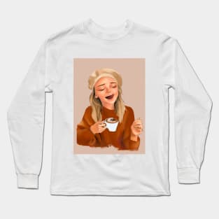 Enjoying your warm cup of drink Long Sleeve T-Shirt